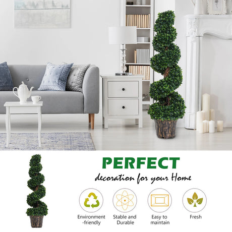 Outsunny Set of 2 Artificial Plants White Rose Floral in Pot, Fake Plants for Home Indoor Decor, 90cm, Yellow