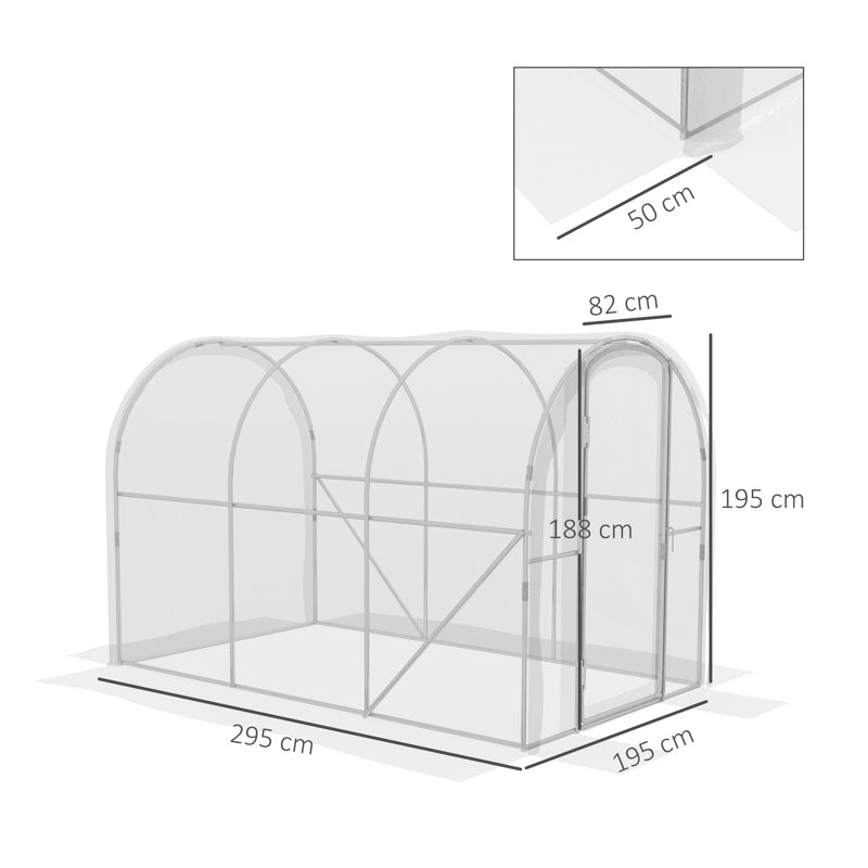 Outsunny Polytunnel Greenhouse Walk-in Grow House with PE Cover, Door and Galvanised Steel Frame, 3 x 2 x 2m, Clear