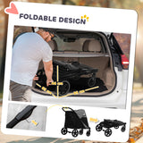 PawHut Foldable Pet Stroller, with Universal Wheels, Shock Absorber, for Medium and Large Dogs - Black