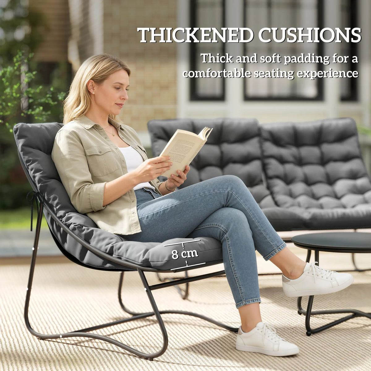 Outsunny Four-Piece Curved Seat Garden Sofa Set - Grey/Black