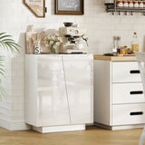 HOMCOM High Gloss Storage Cabinet, Freestanding Storage Cupboard with Adjustable Shelves for Living Room, Bedroom, Hallway, White