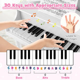 30-Key Wood Toy Kids Grand Piano with Bench and Music Rack-White