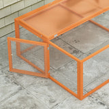 PawHut Wooden Folding Rabbit Hutch, for 2-3 Rabbits - Orange