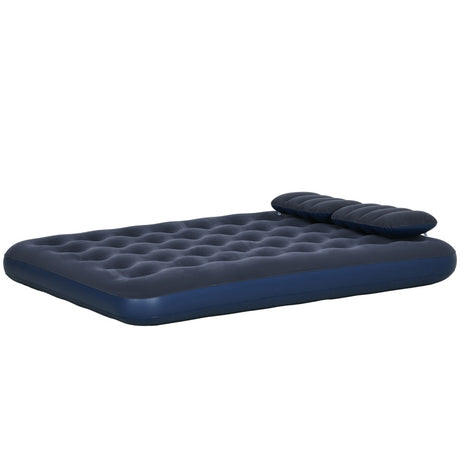 Outsunny Inflatable King Size Air Bed, with Built-In Hand Pump - Blue