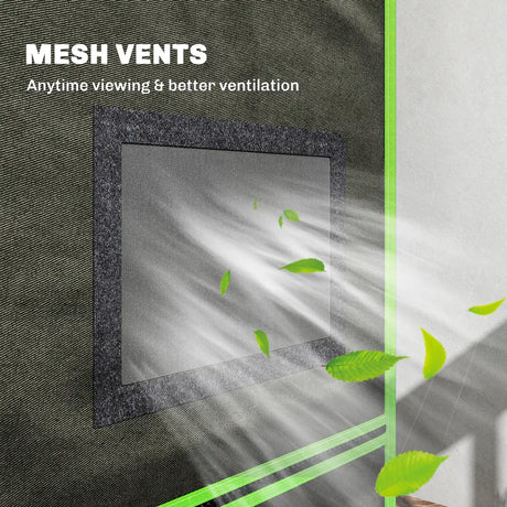 Outsunny Grow Tent 120 x 120 x 200 cm, Reflective Mylar Hydroponic Growing Tent with 600D Oxford Fabric, Observation Window, Vent, Zipper Door for Indoor Plant Growing, Black