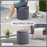 HOMCOM Modern Storage Ottoman with Removable Lid, Fabric Storage Stool, Foot Stool, Dressing Table Stool, Set of 2, Grey