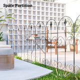 Outsunny Decorative Garden Fencing, 8PCs 44in x 12.5ft Outdoor Picket Fence Panels, Rustproof Metal Wire Landscape Flower Bed Border Edging, Black