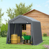 Outsunny 8 x 6.5 ft Outdoor Garden Storage Shed, Waterproof Bike Tent w/ Double Roll-up Zipper Door for Garden Tools, Dark Grey