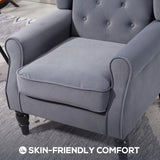 HOMCOM Wingback Accent Chair, Retro Upholstered Button Tufted Occasional Chair for Living Room and Bedroom, Charcoal Grey