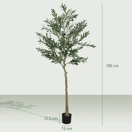 HOMCOM Set of Two Silk Leaf Artificial Olive Trees