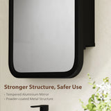 HOMCOM Bathroom Wall Cabinet with Tempered Mirror Metal Bathroom Mirror Cabinet with 3 Shelves Black