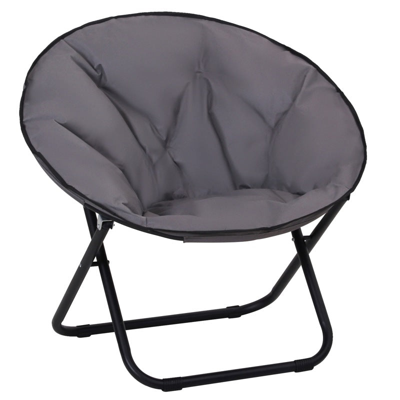 Outsunny Garden Folding Portable Padded Saucer Moon Chair Padded Round Outdoor Camping Travel Fishing Seat  Grey