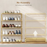 HOMCOM Five-Tier Folding Bamboo Shoe Rack - Natural Finish