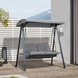 Outsunny 2 Seater Garden Swing Chair with Adjustable Tilting Canopy, Outdoor Hammock Bench with Steel Frame for Patio, Grey