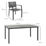 Outsunny Five-Piece Casual Outdoor Dining Set, with Wood-Effect Table - Grey