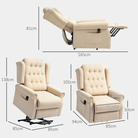HOMCOM 45 Lifting Riser and Recliner Armchair  - Beige