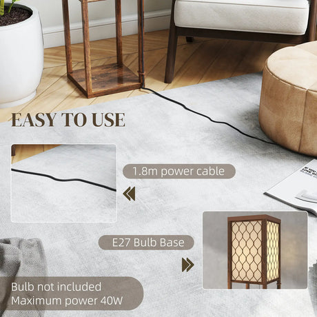 HOMCOM Three-Shelf Standing Lamp - Rustic Brown/White