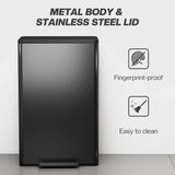HOMCOM 45L Kitchen Bin, Pedal Bin with Soft-Close and Stay-Open Lid, Removable Inner Bucket, Odor Control for Kitchen, Office