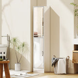 kleankin Tall Bathroom Cabinet with Mirror and Adjustable Shelf - High Gloss White