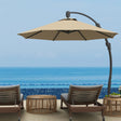 Outsunny 3(m) Garden Cantilever Parasol, Round Overhanging Umbrella with Crank Handle, Cross Base, Aluminium Frame and 360 Rotation, Banana Patio Umbrella for Outdoor Sun Shade, Khaki