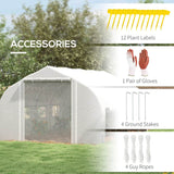 Outsunny 4 x 3(m) Walk-in Polytunnel Greenhouse, Zipped Roll Up Sidewalls, Mesh Door, 8 Mesh Windows, Tunnel Warm House Tent with PE Cover, Complimentary Plant Labels and Gloves, White