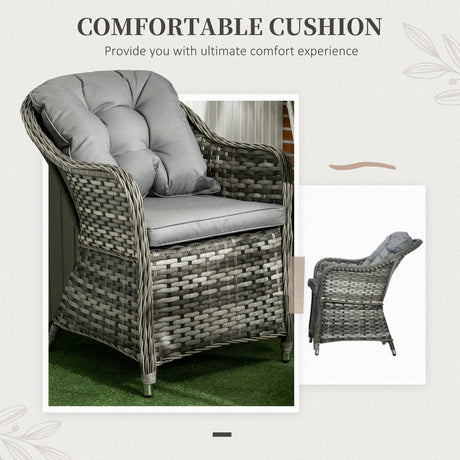 Outsunny Seven-Piece Rattan Dining Set - Grey