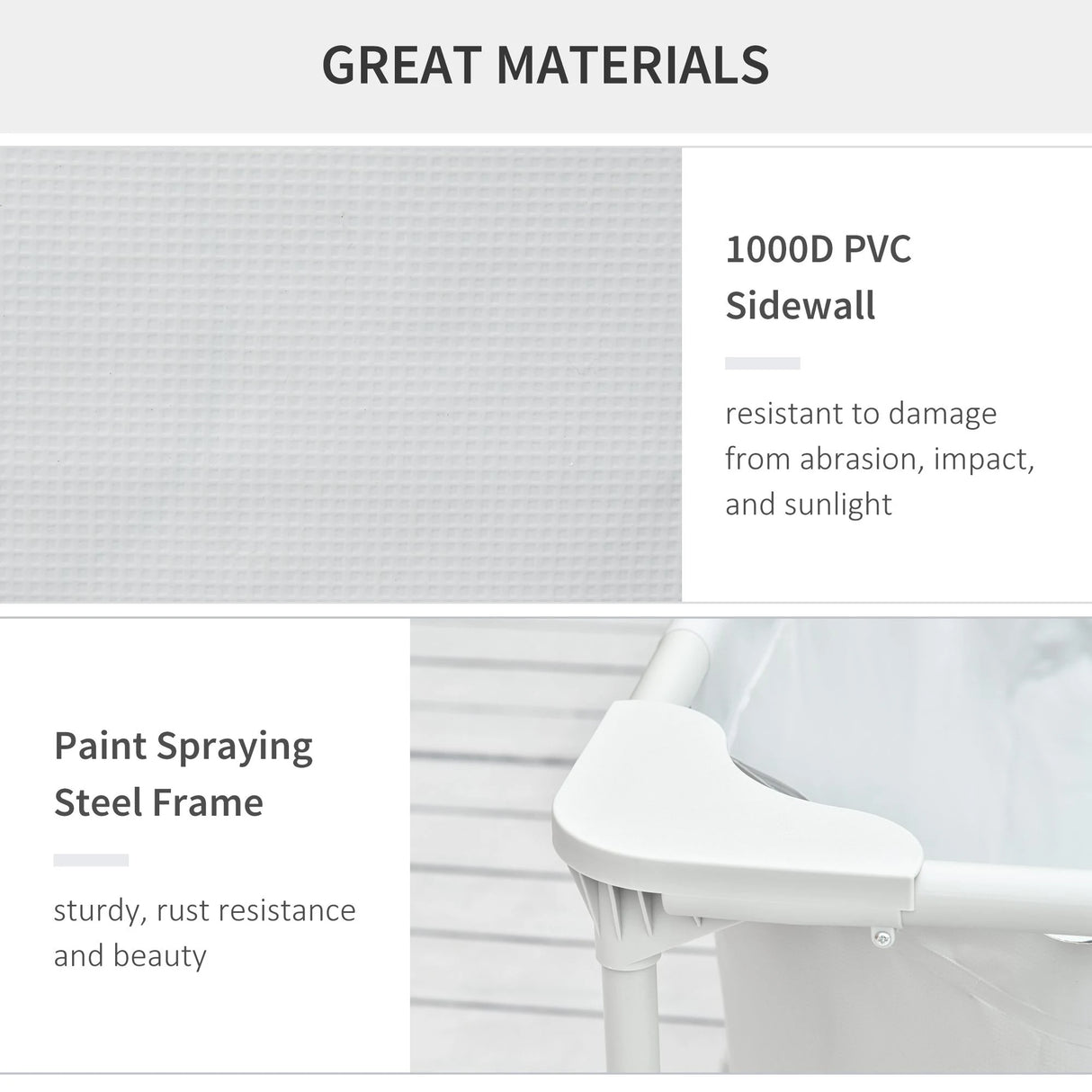 Outsunny Steel Frame Pool with Filter Pump, Filter Cartridge, Reinforced Sidewalls Rust Resistant Above Ground Swimming Pool 292 x 190 x 75cm, Grey