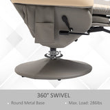 HOMCOM Manual Recliner Armchair PU Leather Lounge Chair w/ Adjustable Leg Rest, 135 Reclining Function, 360 Swivel, Grey