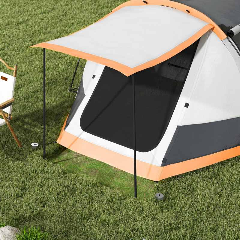 Outsunny Three-Man Camping Tent, with Two Rooms and Porch - Orange