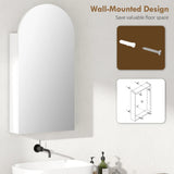 HOMCOM Arched Bathroom Mirror Cabinet with Adjustable Glass Shelves - White