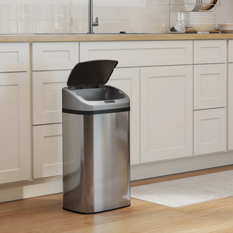 HOMCOM 48L Stainless Steel Sensor Bin - Silver-Tone