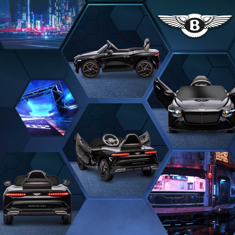 HOMCOM Bentley Bacalar Licensed 12V Kids Electric Car, with Remote Control, Black