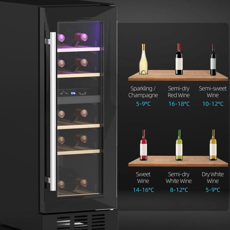 HOMCOM 16 Bottle Dual Zone 5-18℃ Wine Fridge - Black