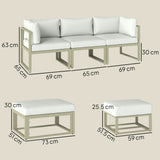 Outsunny Garden Daybed, 6 Piece Outdoor Sectional Sofa Set, Aluminium Patio Conversation Furniture Set with Coffee Table