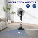 HOMCOM Pedestal Fan with Water Mist Spray, Spray Misting Fan with 70 Oscillation, Tilt Head, 3 Speeds, 3 Modes, Adjustable Mist, 3.2L Water Tank, for Home, 120 cm