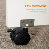 HOMCOM Multi-Storage Six-Person Drop Leaf Dining Table -  White