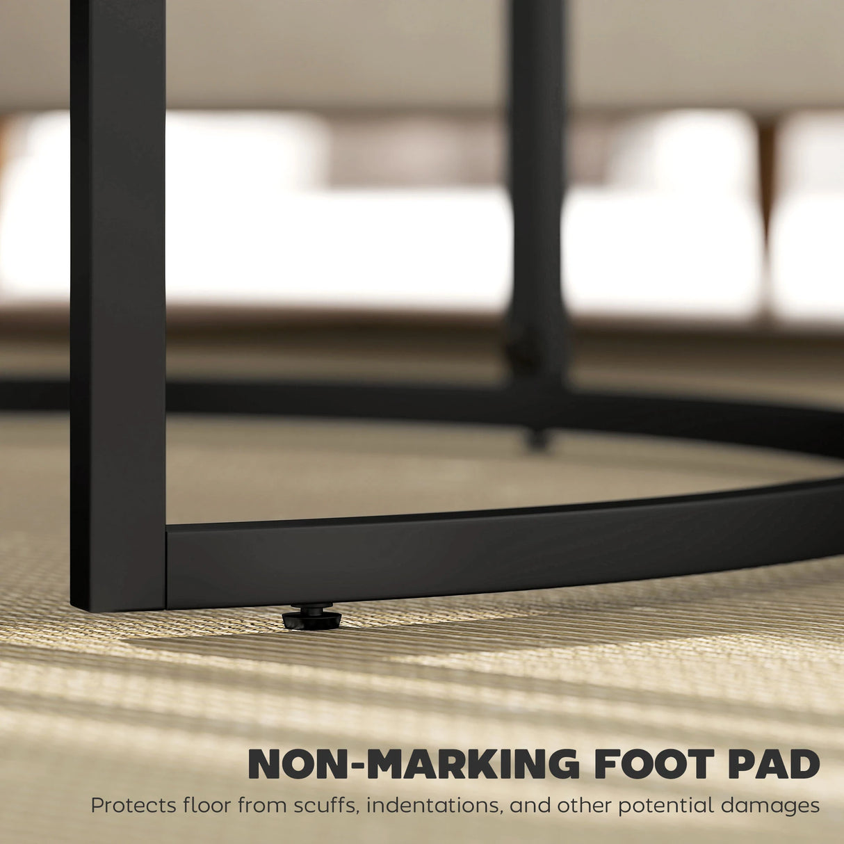 HOMCOM Set of Two Marble-Effect Stacking Tables - Black