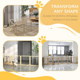 PawHut 8 Panels Foldable Pet Gate with Support Feet, for House, Doorway, Stairs, Small and Medium Dogs - Natural Wood