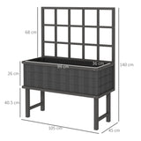 Outsunny 45 x 105cm Wooden Garden Planter, with Trellis - Grey