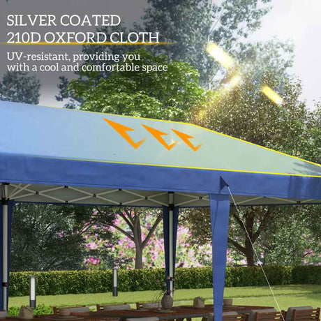 Outsunny Pop Up Gazebo, Double Roof Foldable Canopy Tent, Height Adjustable Wedding Awning Canopy w/ Carrying Bag, 6 m x 3 m x 2.65 m, Blue