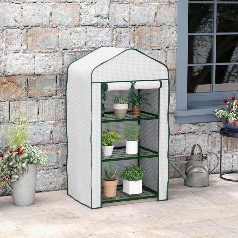 Outsunny Three-Tier Mini Greenhouse - White