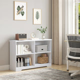 HOMCOM Wooden Cube Bookcase, 2 Tier Open Storage Shelving Unit with 4 Compartments, Freestanding Display Bookshelf for Home Office Living Room Furniture, 118 x 29 x 76cm, White