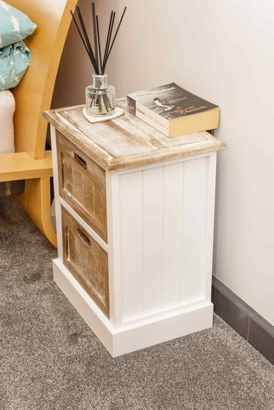 White Wooden Cabinet 2 Drawer 38 x 28 x 48cm