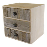 3 Drawer Unit, Driftwood Effect Drawers With Pebble Handles