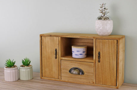 Small Wooden Cabinet with Cupboards, Drawer and Shelf