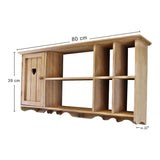 Wooden Wall Hanging Unit With Cupboard & Shelves