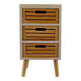 3 Drawer Unit In White With Natural Wooden Drawers With Removable Legs