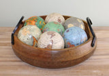 Set Of 2 Mango Wood Bowls With Metal Handles