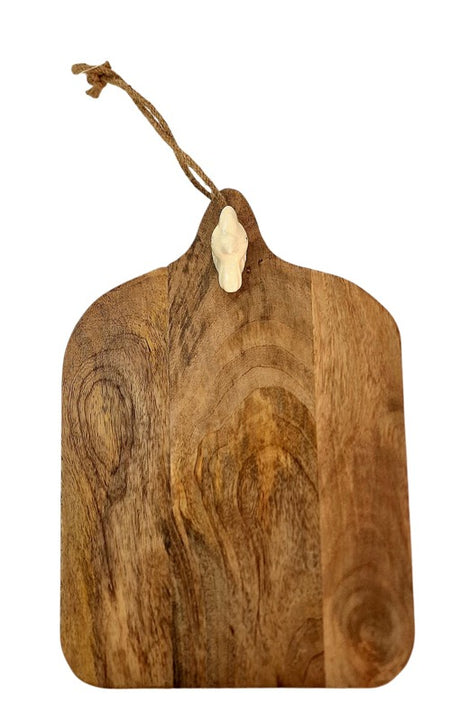 Large Mango Wood Chopping Board with Ceramic Chicken Head