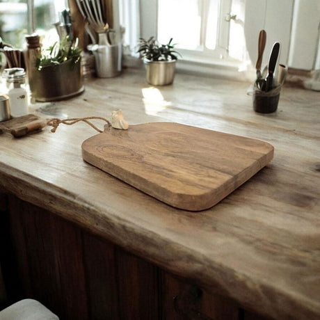 Large Mango Wood Chopping Board with Ceramic Chicken Head